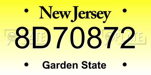 8D70872 New Jersey License Plate
