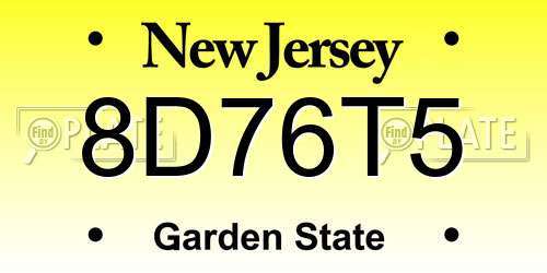 8D76T5 New Jersey License Plate