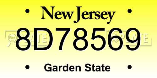 8D78569 New Jersey License Plate