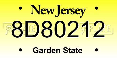 8D80212 New Jersey License Plate