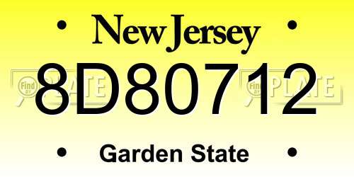 8D80712 New Jersey License Plate