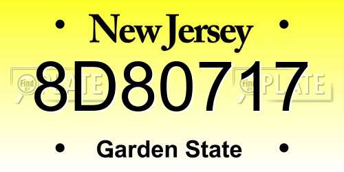 8D80717 New Jersey License Plate