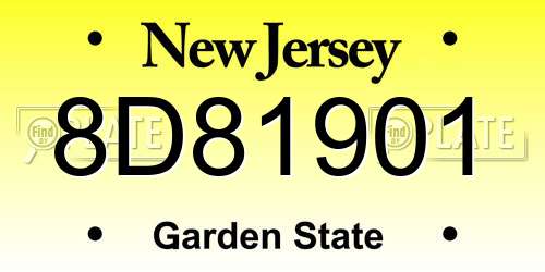 8D81901 New Jersey License Plate