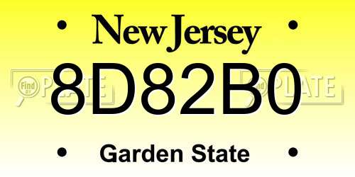 8D82B0 New Jersey License Plate