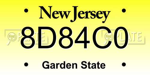 8D84C0 New Jersey License Plate