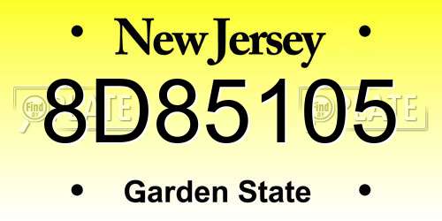 8D85105 New Jersey License Plate
