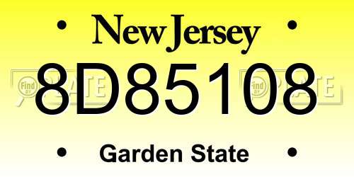 8D85108 New Jersey License Plate