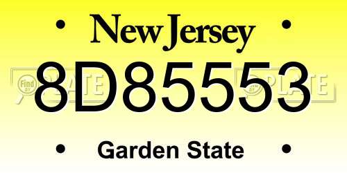 8D85553 New Jersey License Plate