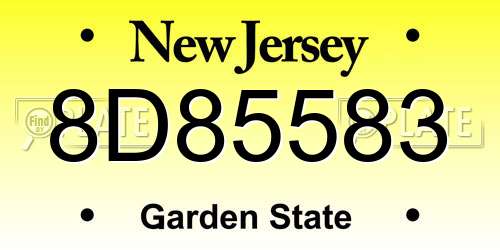 8D85583 New Jersey License Plate