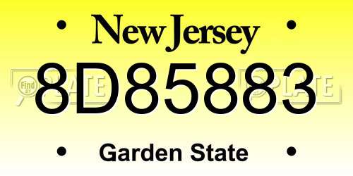 8D85883 New Jersey License Plate