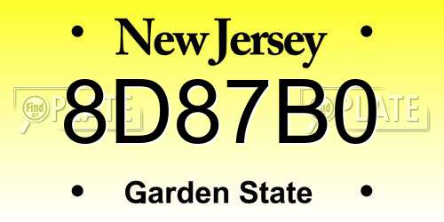 8D87B0 New Jersey License Plate