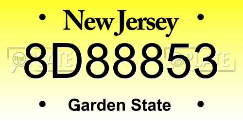 8D88853 New Jersey License Plate