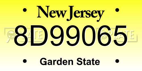 8D99065 New Jersey License Plate