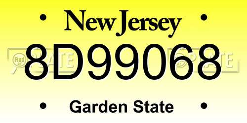 8D99068 New Jersey License Plate