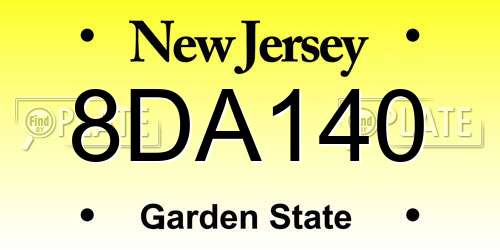 8DA140 New Jersey License Plate