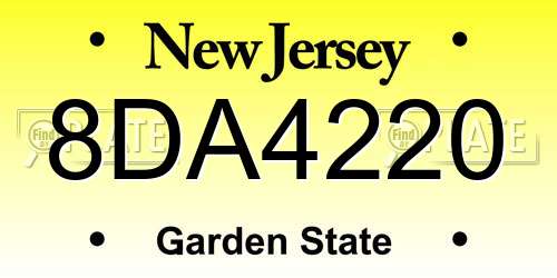 8DA4220 New Jersey License Plate