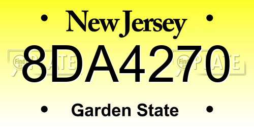 8DA4270 New Jersey License Plate