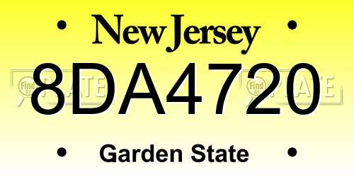 8DA4720 New Jersey License Plate