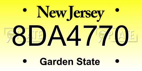 8DA4770 New Jersey License Plate