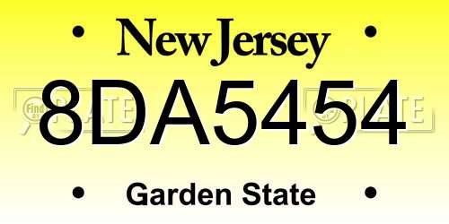8DA5454 New Jersey License Plate