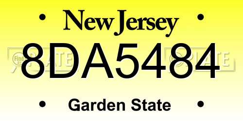 8DA5484 New Jersey License Plate