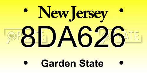 8DA626 New Jersey License Plate