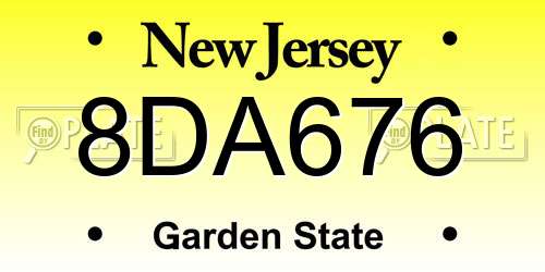 8DA676 New Jersey License Plate