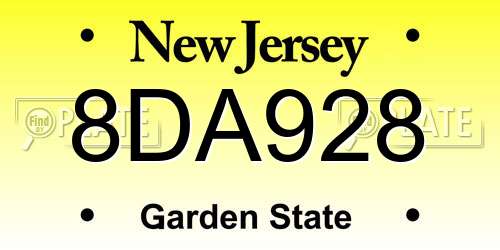 8DA928 New Jersey License Plate