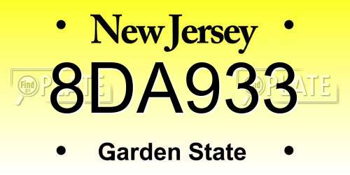 8DA933 New Jersey License Plate