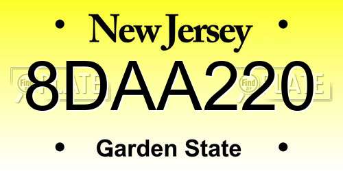 8DAA220 New Jersey License Plate