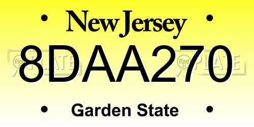 8DAA270 New Jersey License Plate