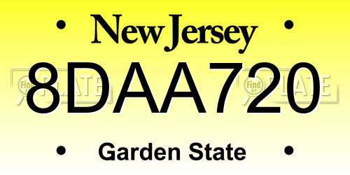 8DAA720 New Jersey License Plate