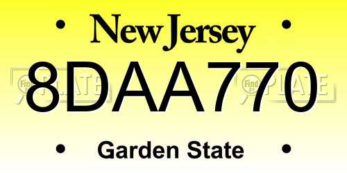 8DAA770 New Jersey License Plate