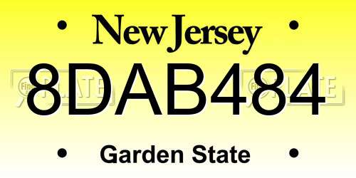 8DAB484 New Jersey License Plate