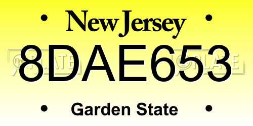 8DAE653 New Jersey License Plate