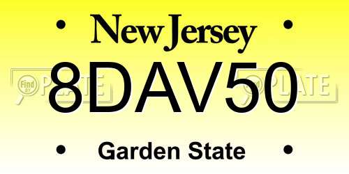 8DAV50 New Jersey License Plate