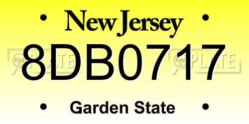 8DB0717 New Jersey License Plate