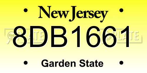 8DB1661 New Jersey License Plate