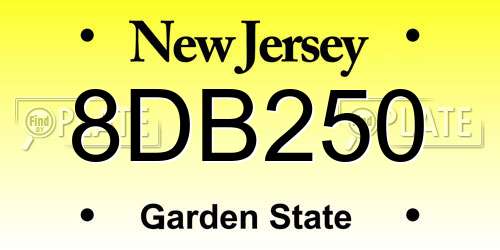 8DB250 New Jersey License Plate