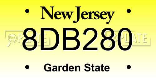 8DB280 New Jersey License Plate