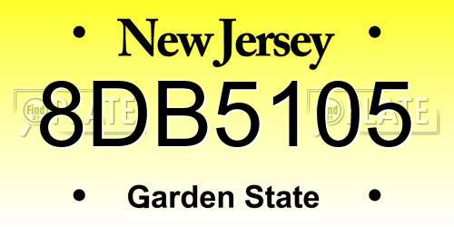 8DB5105 New Jersey License Plate