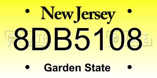 8DB5108 New Jersey License Plate