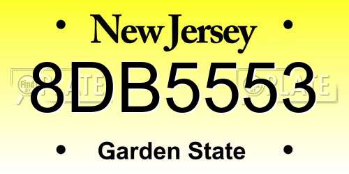 8DB5553 New Jersey License Plate
