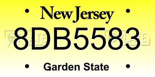 8DB5583 New Jersey License Plate