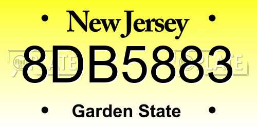 8DB5883 New Jersey License Plate