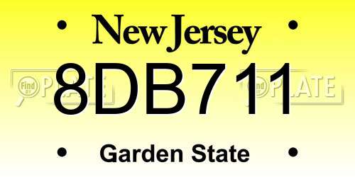 8DB711 New Jersey License Plate