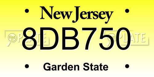 8DB750 New Jersey License Plate