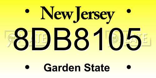8DB8105 New Jersey License Plate