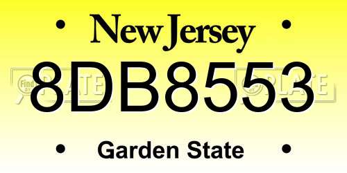 8DB8553 New Jersey License Plate