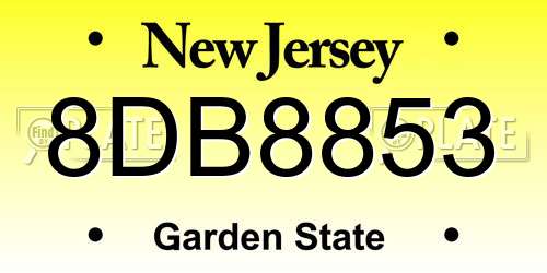 8DB8853 New Jersey License Plate